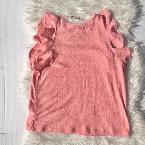 Madewell Ruffle-Sleeve Tank Top coral size Large - Picture 4 of 7
